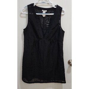 Calvin Klein Swimwear Women's Sleeveless Deep V Neck Semi Sheer Coverup Dress L